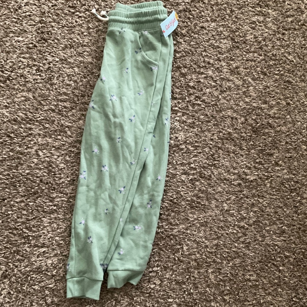 Green flower joggers
